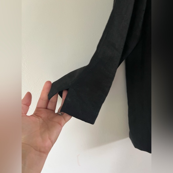 Connie Roberson Black Open Front Collared Linen Lightweight Blazer Size Large‎ - Picture 8 of 8